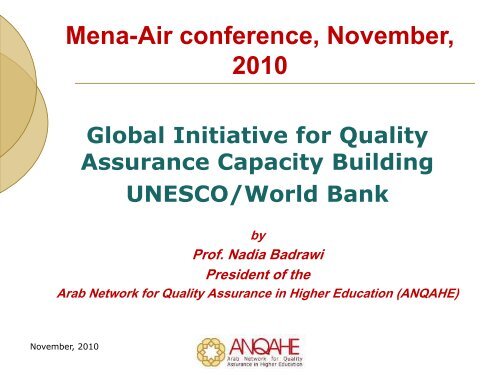 Dr. Nadia Badrawi Presentation Mena-Air, November 2010