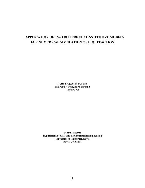 application of two different constitutive models for ... - Boris Jeremic