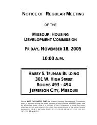 10:00 A.M. - Missouri Housing Development Commission