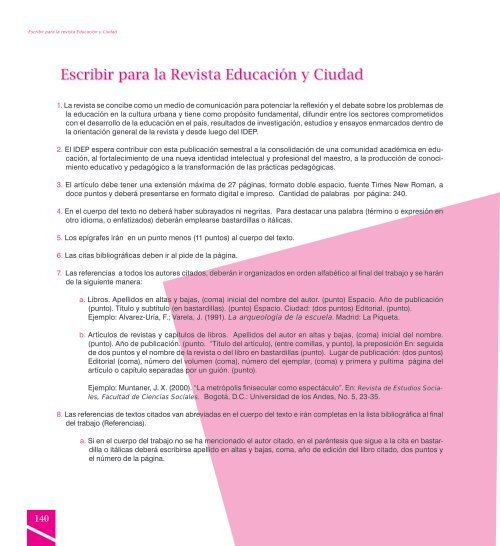 Revista EducaciÃ³n y Ciudad - EdiciÃ³n nÃºmero 20 - IDEP