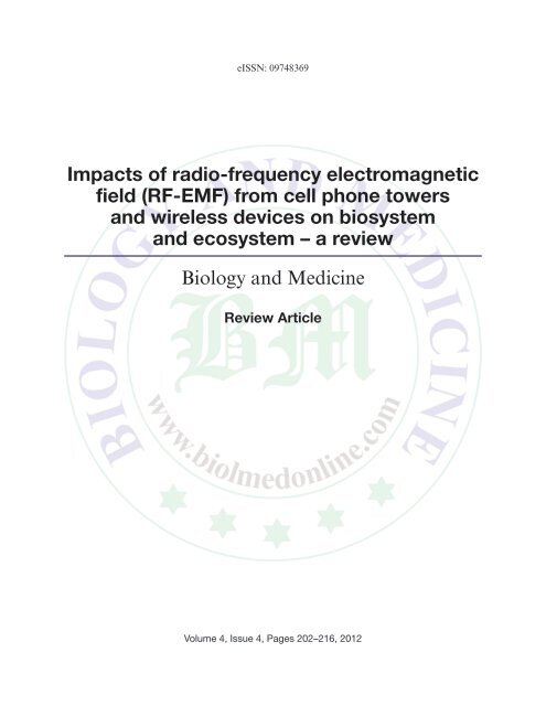 Impacts of radio-frequency electromagnetic field (RF-EMF) from cell ...