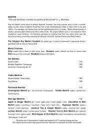 Beverage List - COMO Hotels and Resorts