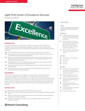 Agile PLM Center of Excellence Services - Hitachi Consulting