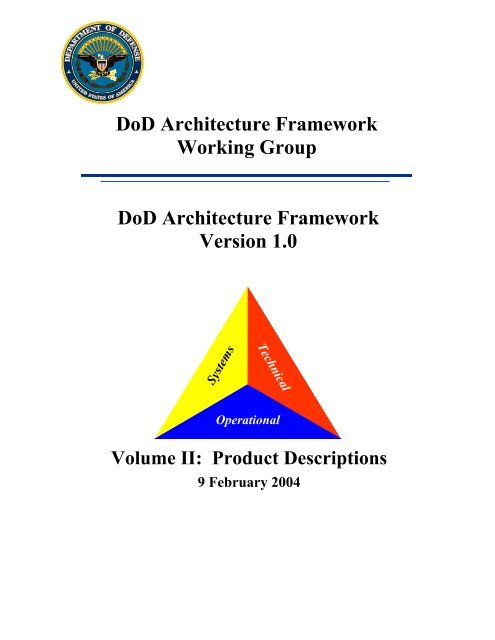 DoD Architecture Framework Version 1.0, Volume 2 - AcqNotes.com