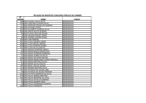 relaÃ§Ã£o nominal dos candidatos - divulgado em 09.02.2010 - serap