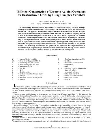 Efficient Construction of Discrete Adjoint Operators - FUN3D Manual ...