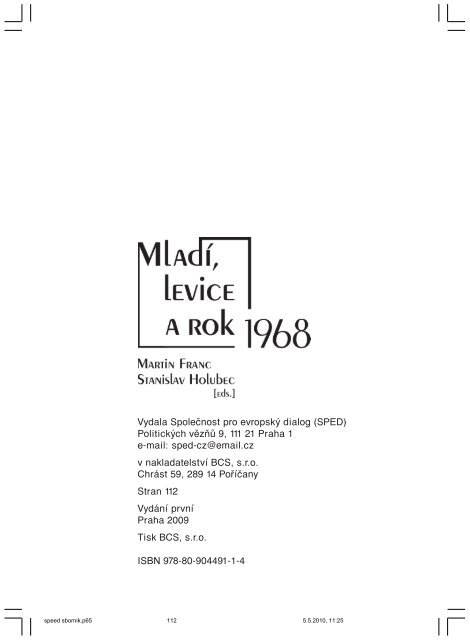 Martin Franc-Stanislav Holubec (eds.): MladÃ­, levice a rok 1968 - SOK