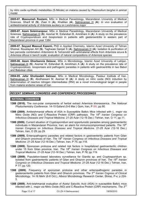 (CV) First name Hossein Surname Nahrevanian Date of Birth ...