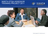 INSETA ETQA ASSESSOR TRAINING PROJECT 2011