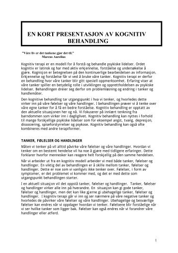En kort presentasjon av kognitiv terapi