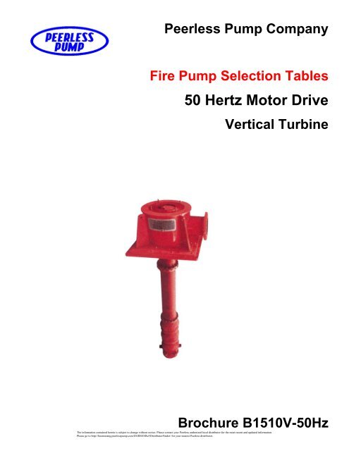 Brochure B1510 50 Hz Vertical Turbine Fire Pump ... - Peerless Pump