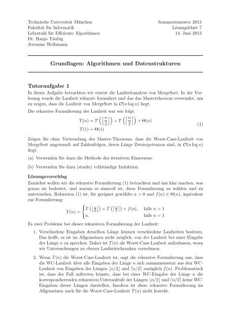 Grundlagen: Algorithmen und Datenstrukturen Tutoraufgabe 1