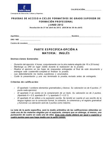 pruebas de acceso a ciclos formativos de grado medio de formacin ...