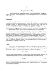 Absorption of Gamma Rays - Ryerson Department of Physics