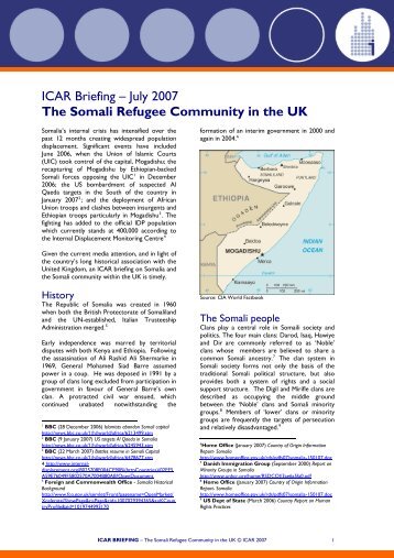 ICAR briefing - The Somali Refugee Community in the UK