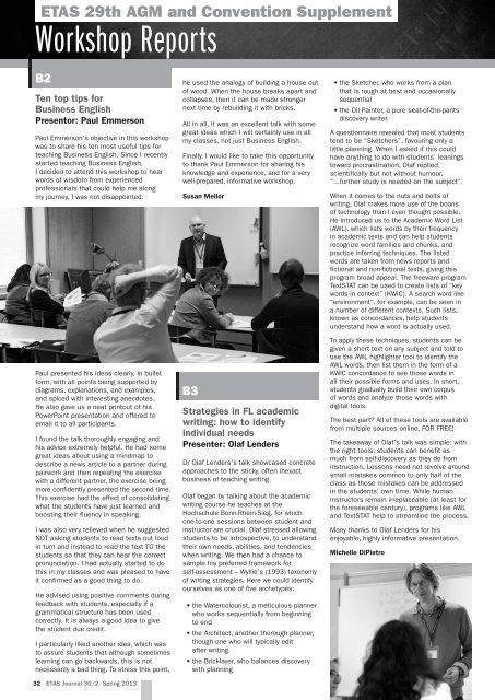 Spring Journal 2013 - English Teachers Association of Switzerland