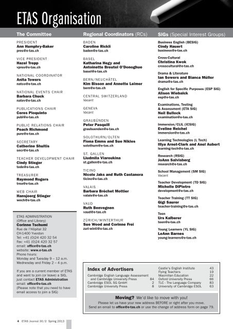 Spring Journal 2013 - English Teachers Association of Switzerland