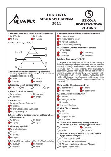 OLIMPUS Sesja wiosenna 2011 - Historia, kl. 5 SzkoÃ…Â‚a Podstawowa