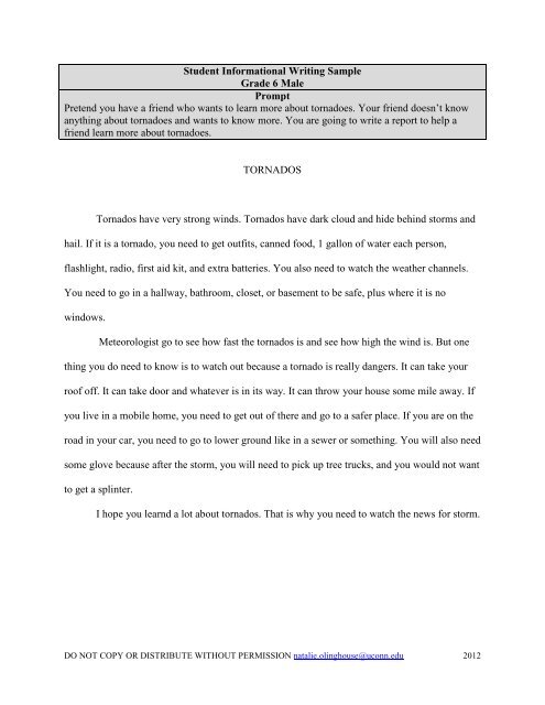 Olinghouse Writing Assessment Resource Handouts