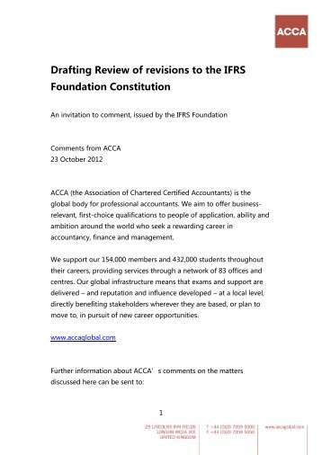 Drafting Review of revisions to the IFRS Foundation Constitution