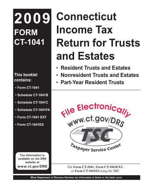 CT-1041 booklet, Connecticut Income Tax Return for Trusts and ...