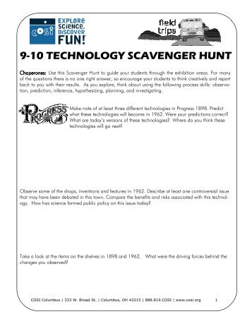 9-10 TECHNOLOGY SCAVENGER HUNT - COSI