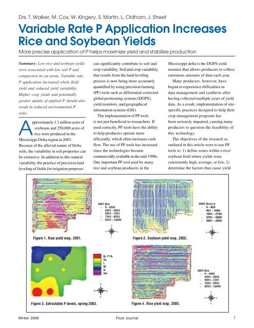 Variable Rate P Application Increases Rice and Soybean Yields