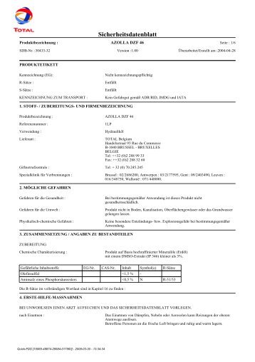 [DE] - AZOLLA DZF 46 - 2004-04-28 - Korb Schmierstoffe