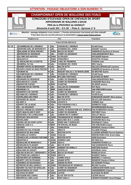 Ep. 6 - Championnat Open de Wallonie des Foals ... - A.H.E.C.S.
