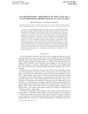 an exploratory assessment of the state of a fluid-preserved ...