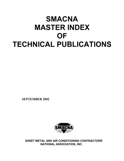 SMACNA Master Index of Technical Publications - Sheet Metal and ...