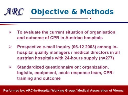 CPR Situation in Österreich - Austrian Resuscitation Council