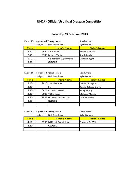 Official/Unofficial Dressage Competition Saturday ... - Dressage NSW