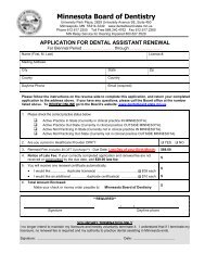 application for dentist license renewal - Minnesota Board of Dentistry