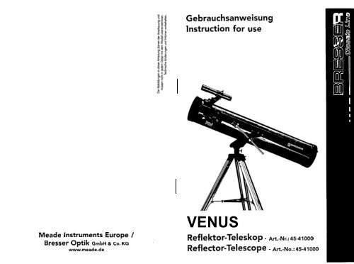 Gebrauchsanweisung Instruction for use Reflektor-Teleskop - Art.-Nr ...