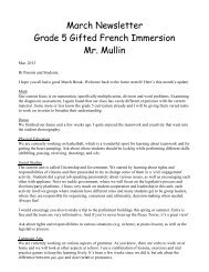 March Newsletter Grade 5 Gifted French Immersion Mr. Mullin