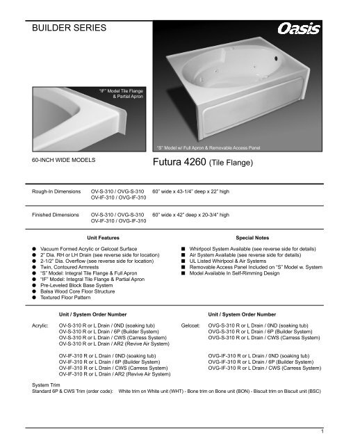 Futura 4260 (Tile Flange) - Oasis Bath