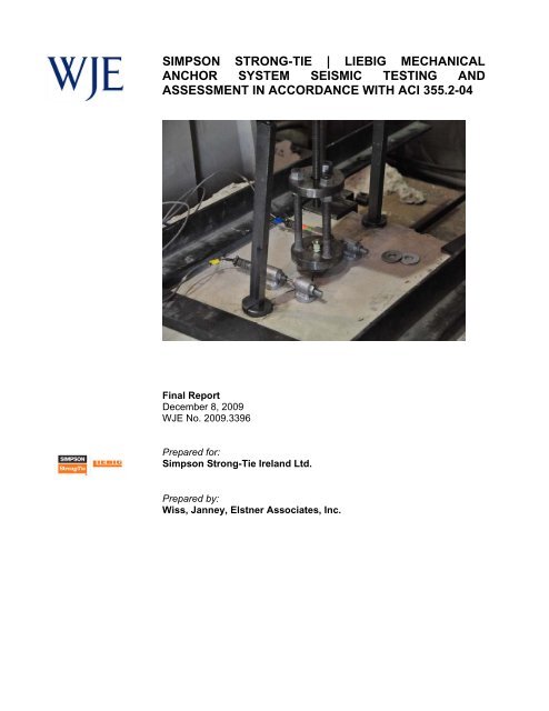 simpson strong-tie | liebig mechanical anchor system seismic testing ...