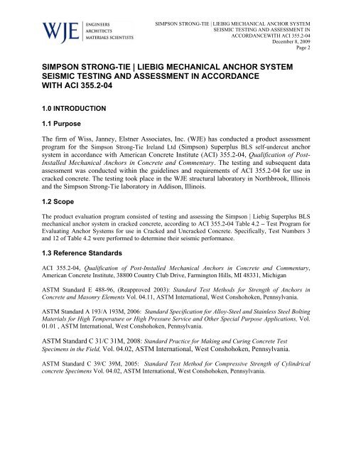 simpson strong-tie | liebig mechanical anchor system seismic testing ...