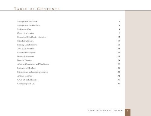 Annual Report 2003-2004 - The Council of Independent Colleges