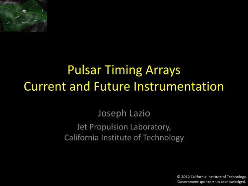 Pulsar Timing Arrays Current and Future Instrumentation - DCC