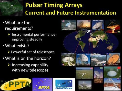 Pulsar Timing Arrays Current and Future Instrumentation - DCC