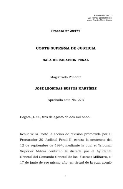 Fuero militar - Corte Suprema de Justicia