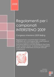 Regolamenti per i campionati INTERSTENO 2009