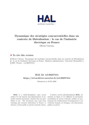 Dynamique des stratégies concurrentielles dans un contexte de ...