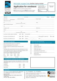 Application for enrolment - TAFE NSW - Northern Sydney Institute