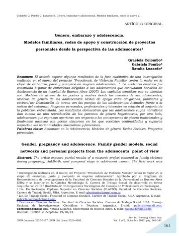 GÃ©nero, embarazo y adolescencia. Modelos familiares ... - SciELO