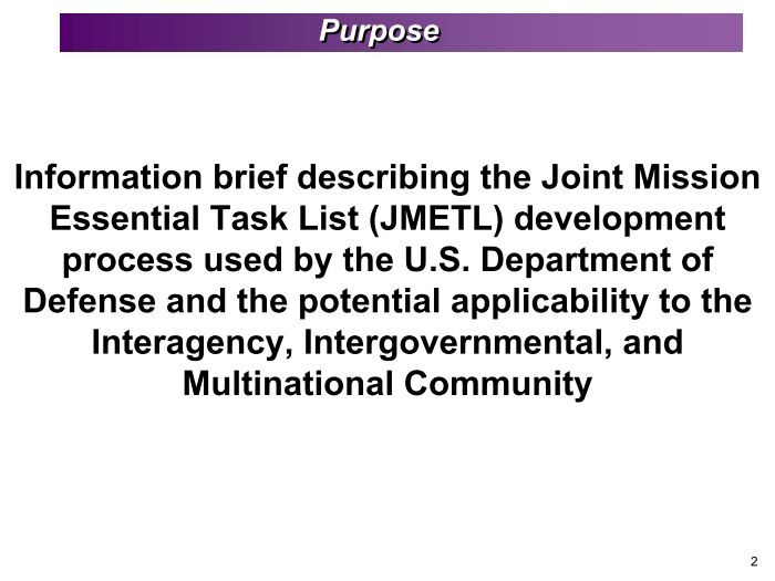 The Joint Training System Joint Mission Essential Task List (JMETL ...
