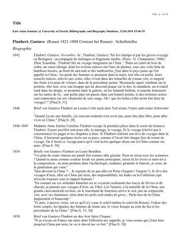 Bibliographie de Flaubert en Chine - Gustave Flaubert