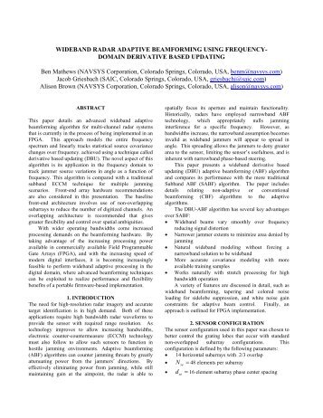 wideband radar adaptive beamforming using frequency - NAVSYS ...